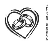 Wedding Ring In Heart Vector...