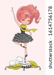 cute ballerina and lovely cat... | Shutterstock .eps vector #1614756178