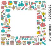 vector set of doodle business... | Shutterstock .eps vector #412053292
