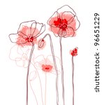 Red Poppies On A White...