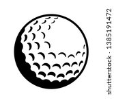 Vector Golf Ball - Black and White Isolated Icon