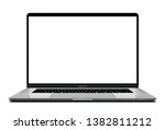 laptop with blank screen silver ... | Shutterstock .eps vector #1382811212