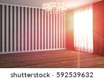 interior with large window. 3d... | Shutterstock . vector #592539632