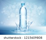 pure mineral water  plastic... | Shutterstock .eps vector #1215609808