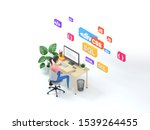 woman web developer working on... | Shutterstock . vector #1539264455