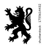 heraldic wild lion silhouette... | Shutterstock .eps vector #1755614432