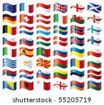wavy flags set   europe. 48... | Shutterstock .eps vector #55205719