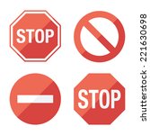 Stop Sign  Set. Flat Design....