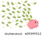 concept of save money. happy... | Shutterstock .eps vector #609399512