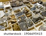 Rock core samples a geological laboratory