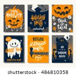 vector set of halloween... | Shutterstock .eps vector #486810358