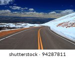 Road through Pikes Peak mountain of Colorado, USA