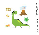 cute green dinosaur vector... | Shutterstock .eps vector #1897560328