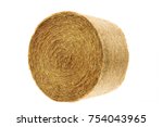 Round hay bale isolated on a white background
