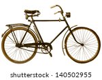 Retro styled image of a nineteenth century bicycle isolated on a white background