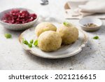 Traditional German potato dumplings on a plate