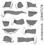 collection of gray torn paper.... | Shutterstock .eps vector #128407178