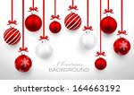 christmas balls with red ribbon ... | Shutterstock .eps vector #164663192