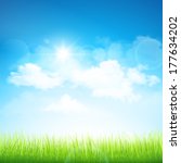 green grass and blue sky. vector | Shutterstock .eps vector #177634202