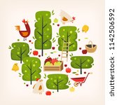 apple trees  and farm landscape ... | Shutterstock .eps vector #1142506592
