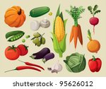 a set of delicious vegetables. | Shutterstock .eps vector #95626012