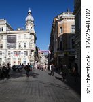 Small photo of SARAJEVO, BOSNIA AND HERZEGOVINA, SEPTEMBER 13, 2015: People on Fra Grge Martica square in the old town of Sarajevo, Bosnia