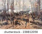 The Civil War. The battle of Shiloh. Chromolithograph by Thulstrup de Thure, 1888