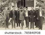 Small photo of Cemal Pasha and members of the Turkish Parliament in Jerusalem, 1916. He had military success in Iraq in 1915, but left Palestine after Turkish troops faltered in 1917