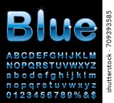 blue alphabet  fat blue rounded ... | Shutterstock .eps vector #709393585