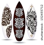 vector surf boards   tiki mask... | Shutterstock .eps vector #152455712