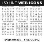 vector set of 150 flat line web ... | Shutterstock .eps vector #578702542