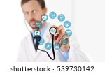 doctor with a stethoscope in... | Shutterstock . vector #539730142