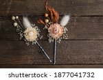 Small photo of hair accessories Dried Flower Hair Pin, Blush ivory orange Full autumn Dried flowers Floral bobby pin