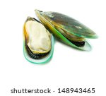 Green Mussel On White Background