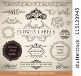 vector set  calligraphic floral ... | Shutterstock .eps vector #115123945