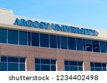 Small photo of ST. PAUL, MN/USA - NOVEMBER 18, 2018: Argosy University exterior and trademark logo. Argosy University is a system of for-profit colleges owned by Dream Center Education Holdings.