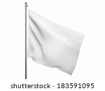 blank white flag. 3d render... | Shutterstock . vector #183591095