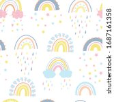 cute rainbows  smiling clouds ... | Shutterstock .eps vector #1687161358