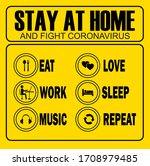 stay at home slogan. protection ... | Shutterstock .eps vector #1708979485