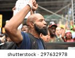 Small photo of NEW YORK CITY - JULY 17 2015: Million March NYC staged a rally at Columbus Circle & march to commemorate the one year anniversary of Eric Garner's death. Several arrests ensued