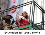 Small photo of NEW YORK CITY - NOVEMBER 26 2015: The 89th annual Macy's Thanksgiving Day parade attracted hundreds of thousands of spectators in spite of threats of possible terrorist action. Mariah Carey on float