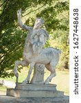 Small photo of pavlovsk, SAINT PETERSBURG, RUSSIA - september 11, 2019: breadless centaur, statue on The Centaurs Bridge by Brenna, about 1790