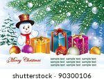 christmas postcard with snowmans | Shutterstock .eps vector #90300106