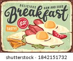 breakfast vintage tin sign with ... | Shutterstock .eps vector #1842151732