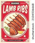 Lamb Ribs Vintage Poster Menu...