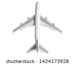 Above view of passenger commercial airplane isolated on white background with clipping path