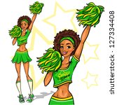 Cheerleader Girl In Green ...