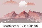 mountain silhouettes with sun.  ... | Shutterstock .eps vector #2111004482