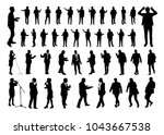 vector set of talking people... | Shutterstock .eps vector #1043667538