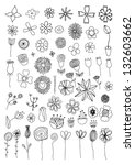set of flower doodles | Shutterstock .eps vector #132603662